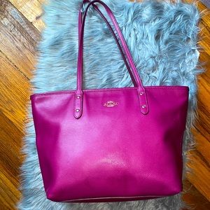 Coach Zip Top Tote Magenta/ Pink